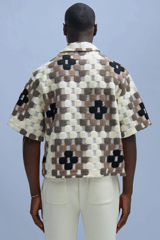 Gaston Jacquard Cropped Shirt - Brown/combo