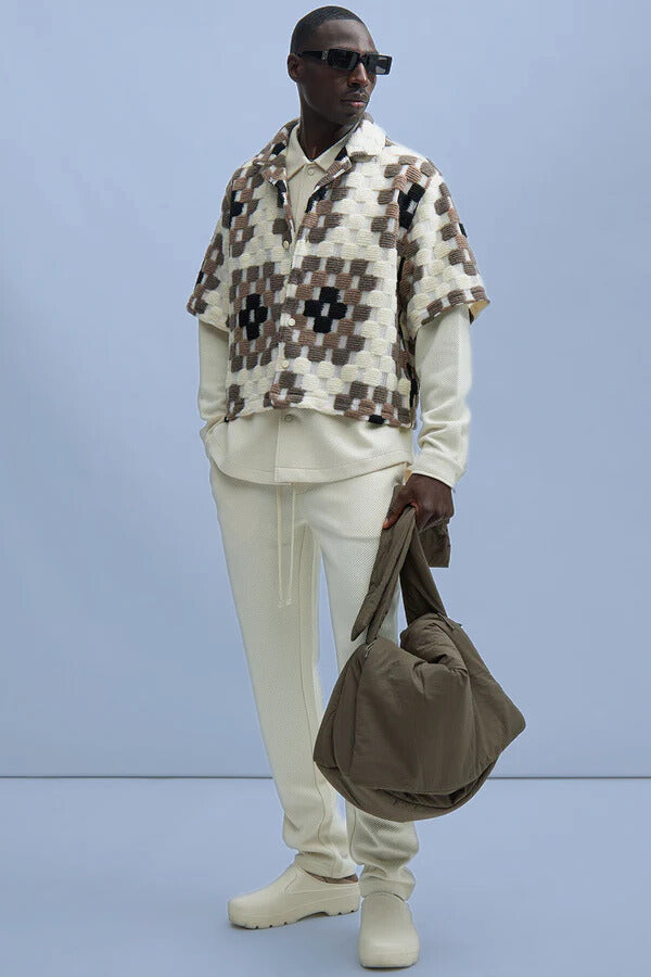 Gaston Jacquard Cropped Shirt - Brown/combo