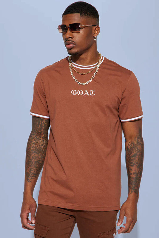 GOAT Old English Short Sleeve Tee - Brown